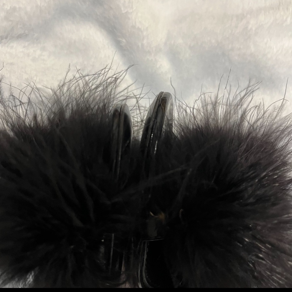 DOLCE & GABBANA Keira sandal heel black feather EU 37 105mm leather cocktail new - Picture 10 of 10